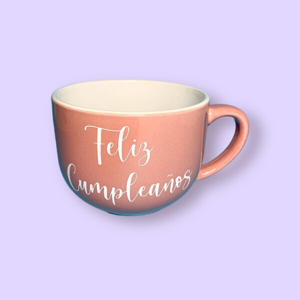 Taza color rosa con nombre personalizable de 750ml